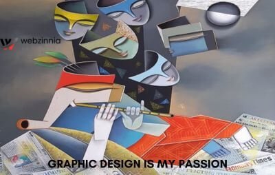 Graphic design is my passion meme: abstract cubist-style painting of figures and a flute