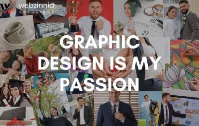 Graphic design is my passion meme: clip art collage of business, wedding and graduation photos