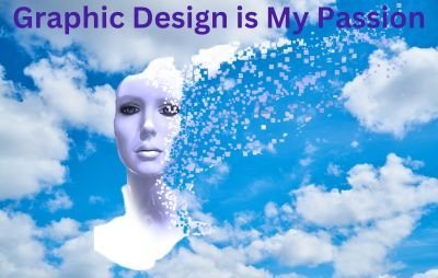Graphic design is my passion meme: overdone pixel-dispersion effect on a face against the sky