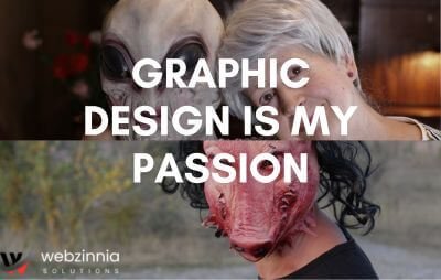 Graphic design is my passion meme: overlapping elements with an alien and a woman's face merged