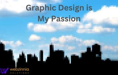 Graphic design is my passion meme: pixelated city skyline under a blue sky