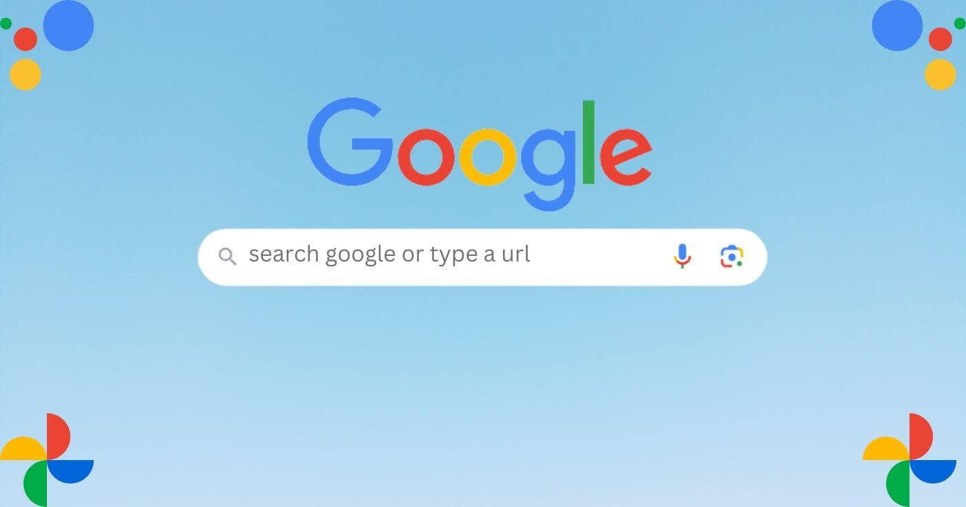 Search Google or type a URL: Google homepage search box showing the placeholder text