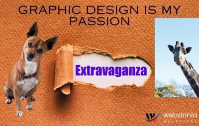 Graphic design is my passion meme: stock image extravaganza with a dog, a giraffe and torn paper